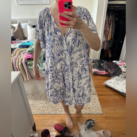 H&M Maternity Blue and White Floral Dress/beach cover size L - Picture 7 of 7